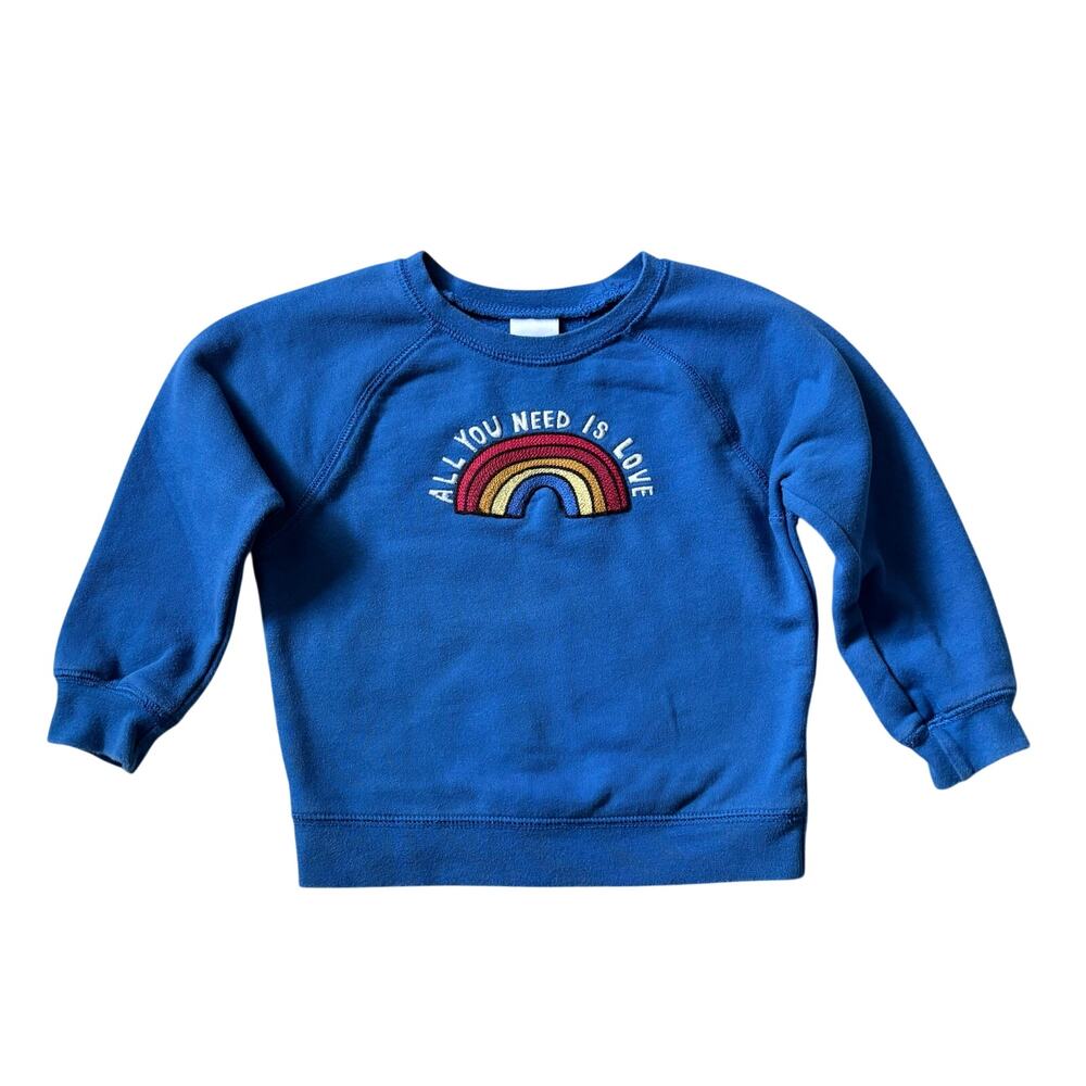 Hanna Andersson French Terry Blue Love Rainbow Sweatshirt Unisex Toddler Size 3 - Picture 3 of 9
